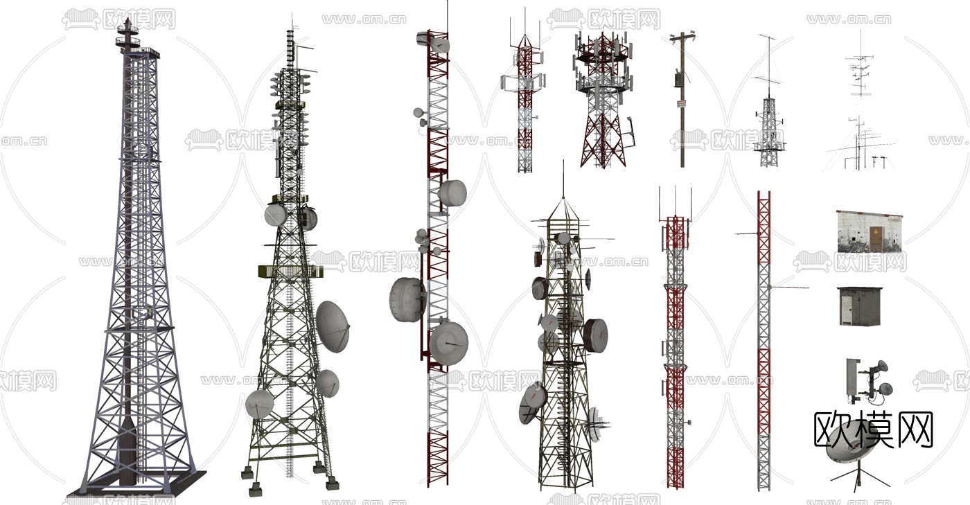 现代信号发射塔通讯塔su模型下载