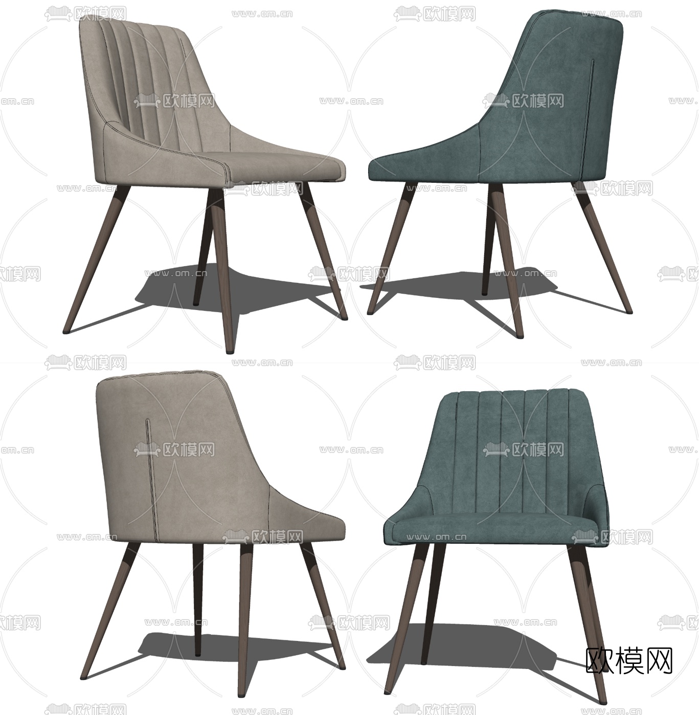 现代布艺餐椅su模型下载（渲染图2）