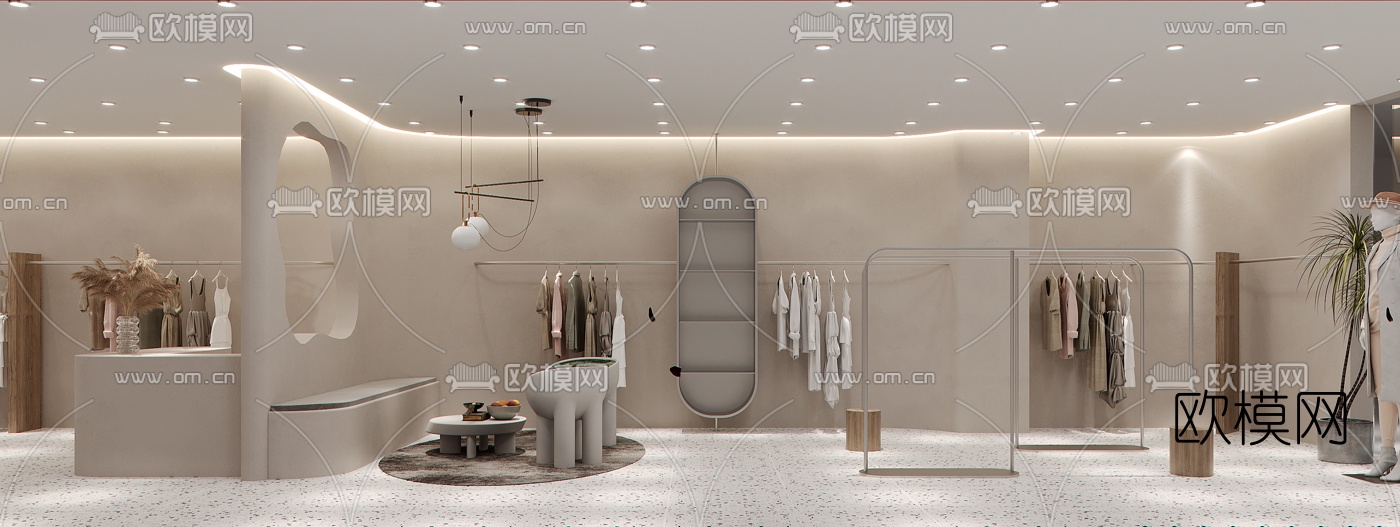 现代女装店服装店3d模型