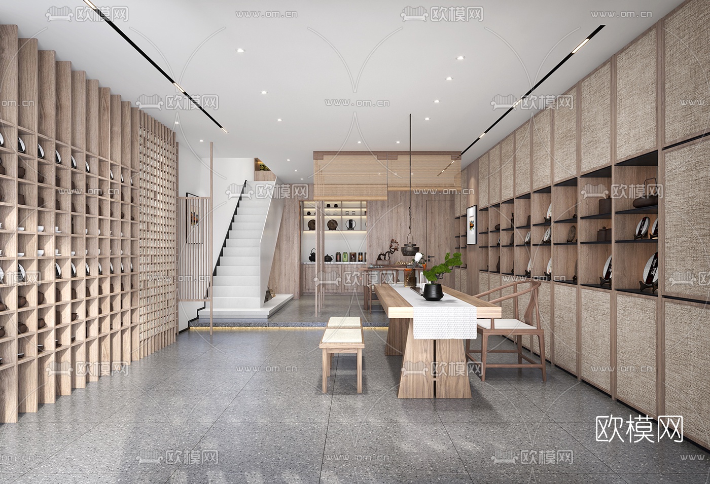 新中式茶具店茶楼3d模型