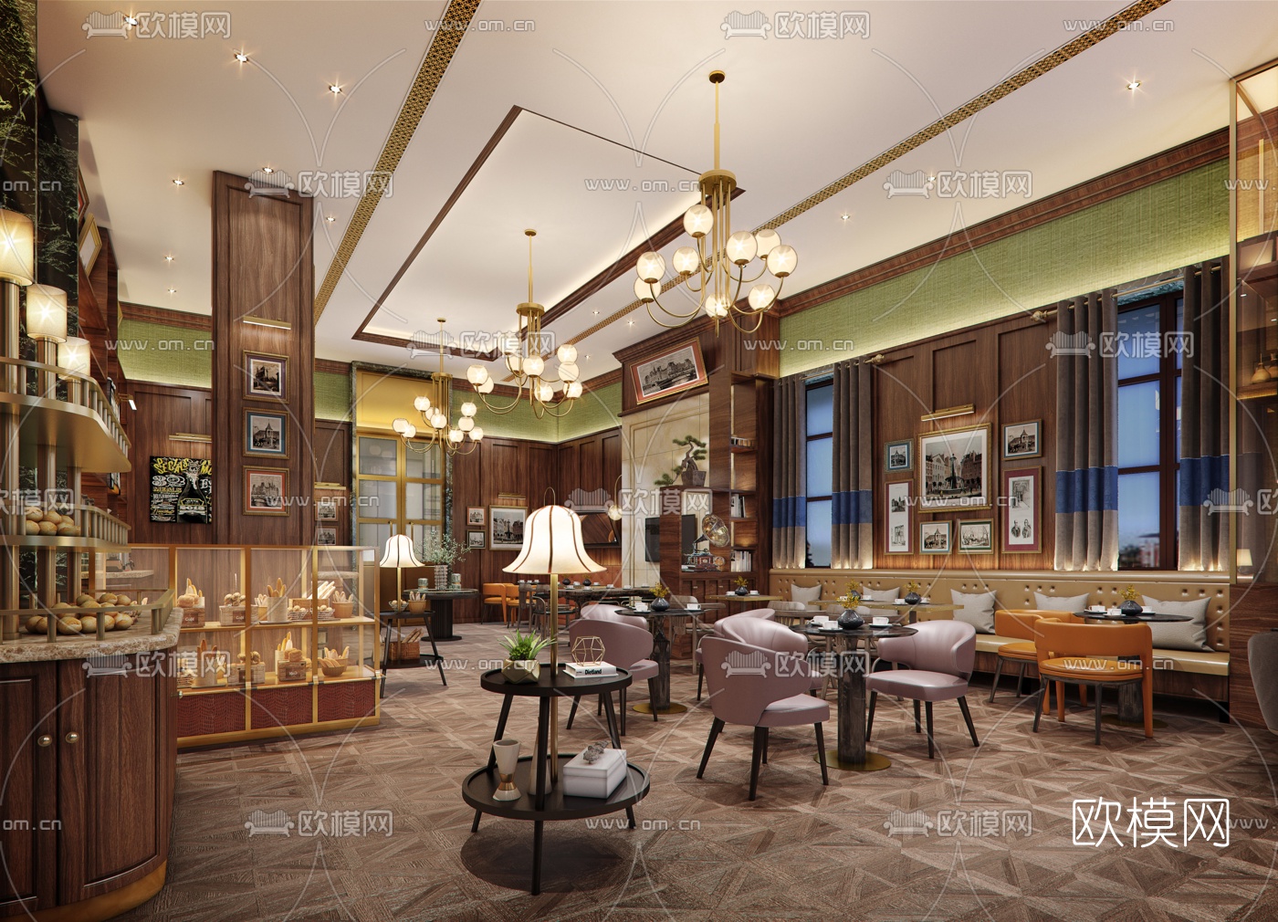 欧式轻奢咖啡面包店3d模型