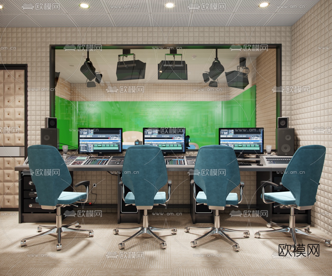 现代新闻演播室3d模型下载（渲染图2）