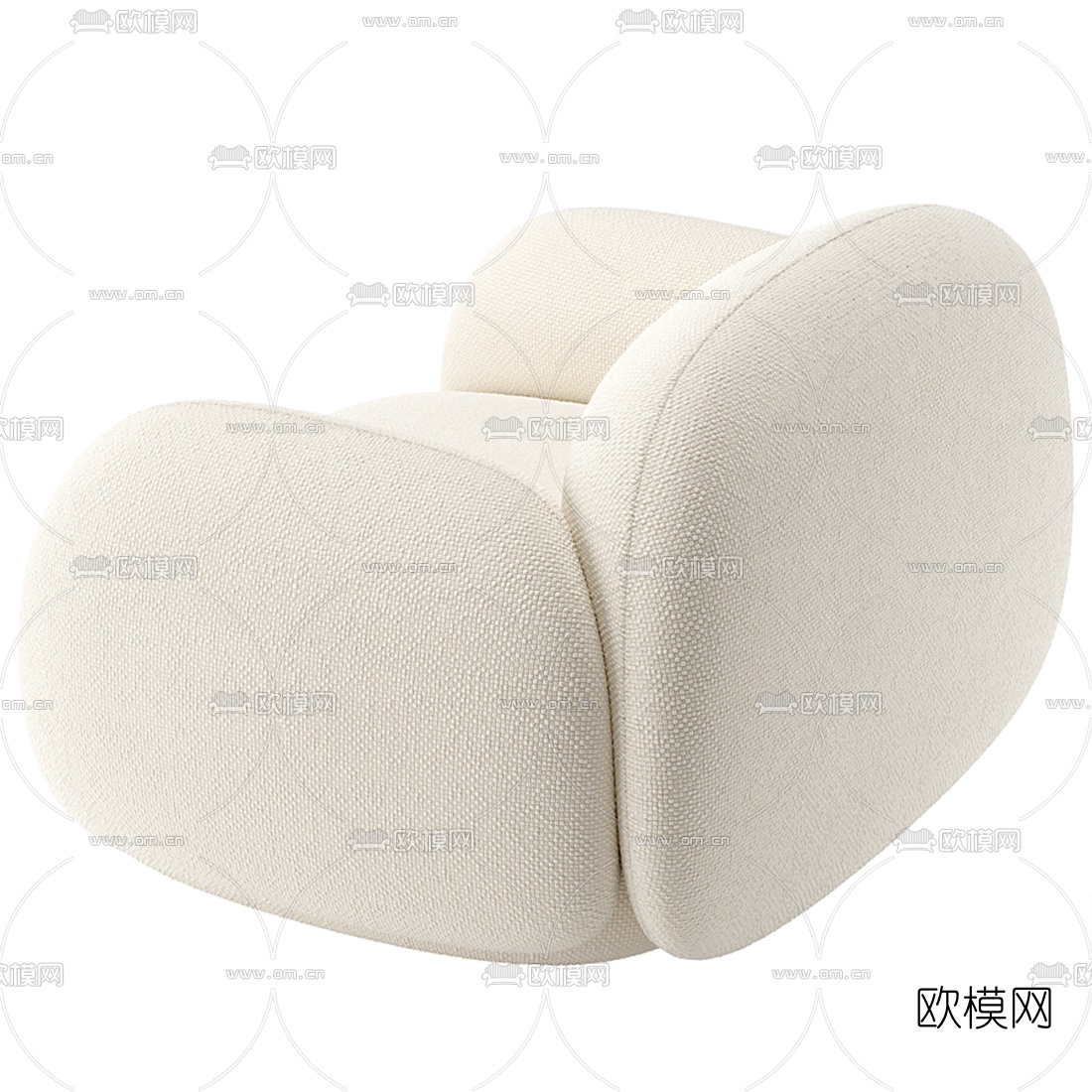 现代布艺单人沙发3d模型下载（渲染图2）