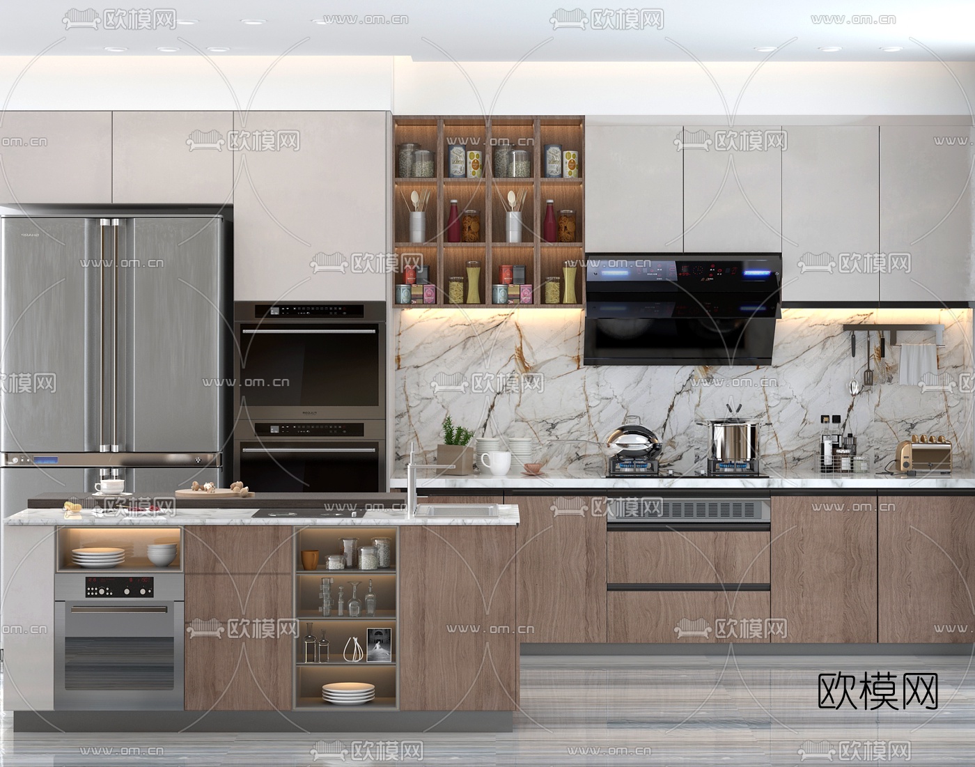 现代中岛台橱柜3d模型下载