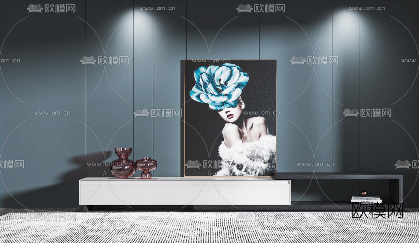 现代伸缩电视柜3d模型下载