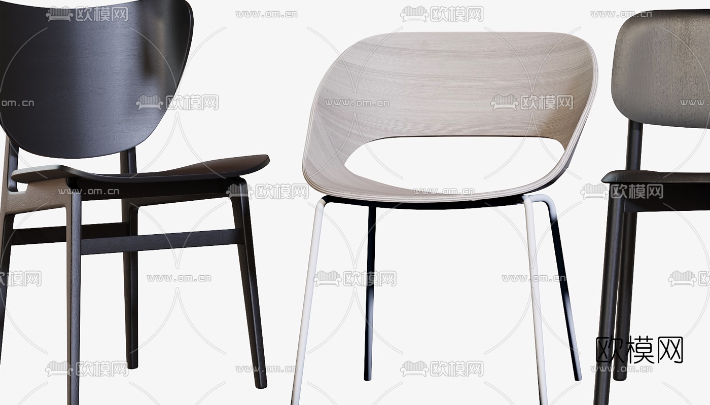 北欧休闲椅餐椅单椅3d模型下载（渲染图3）