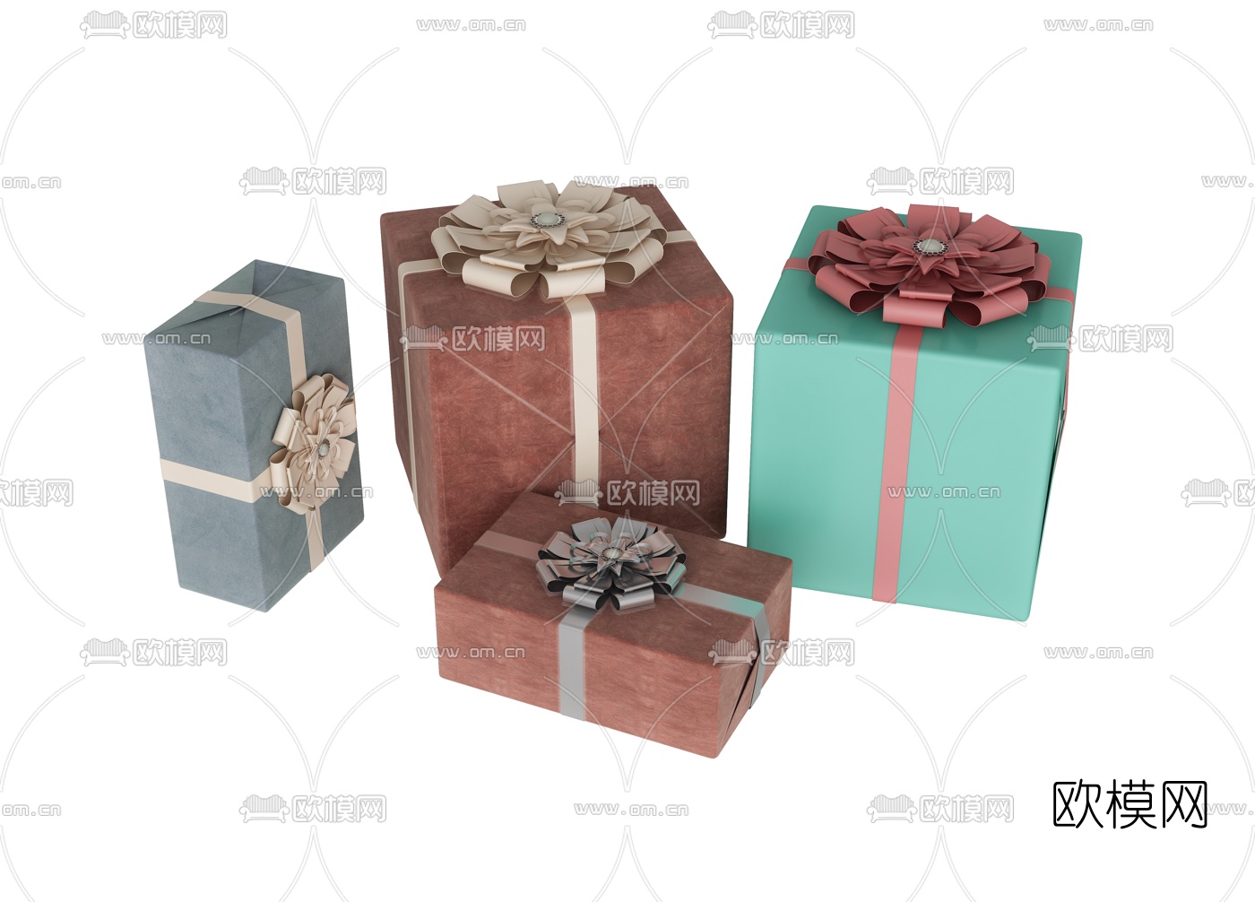 现代方形礼物盒包装盒3d模型下载