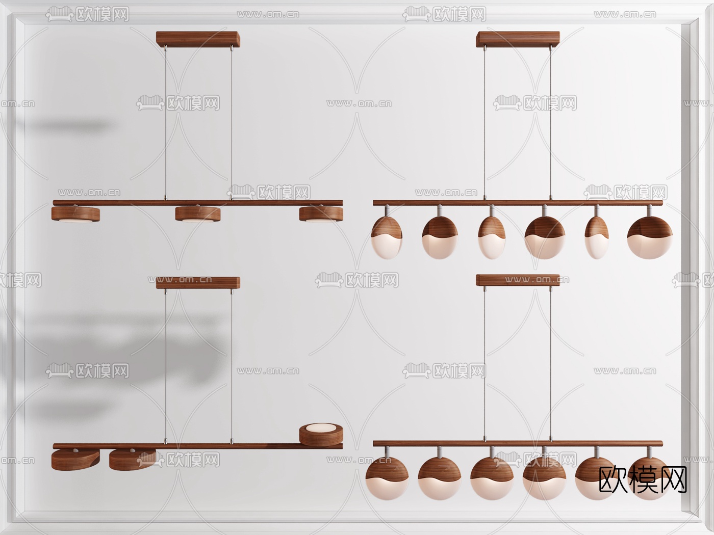 北欧原木吊灯3d模型下载