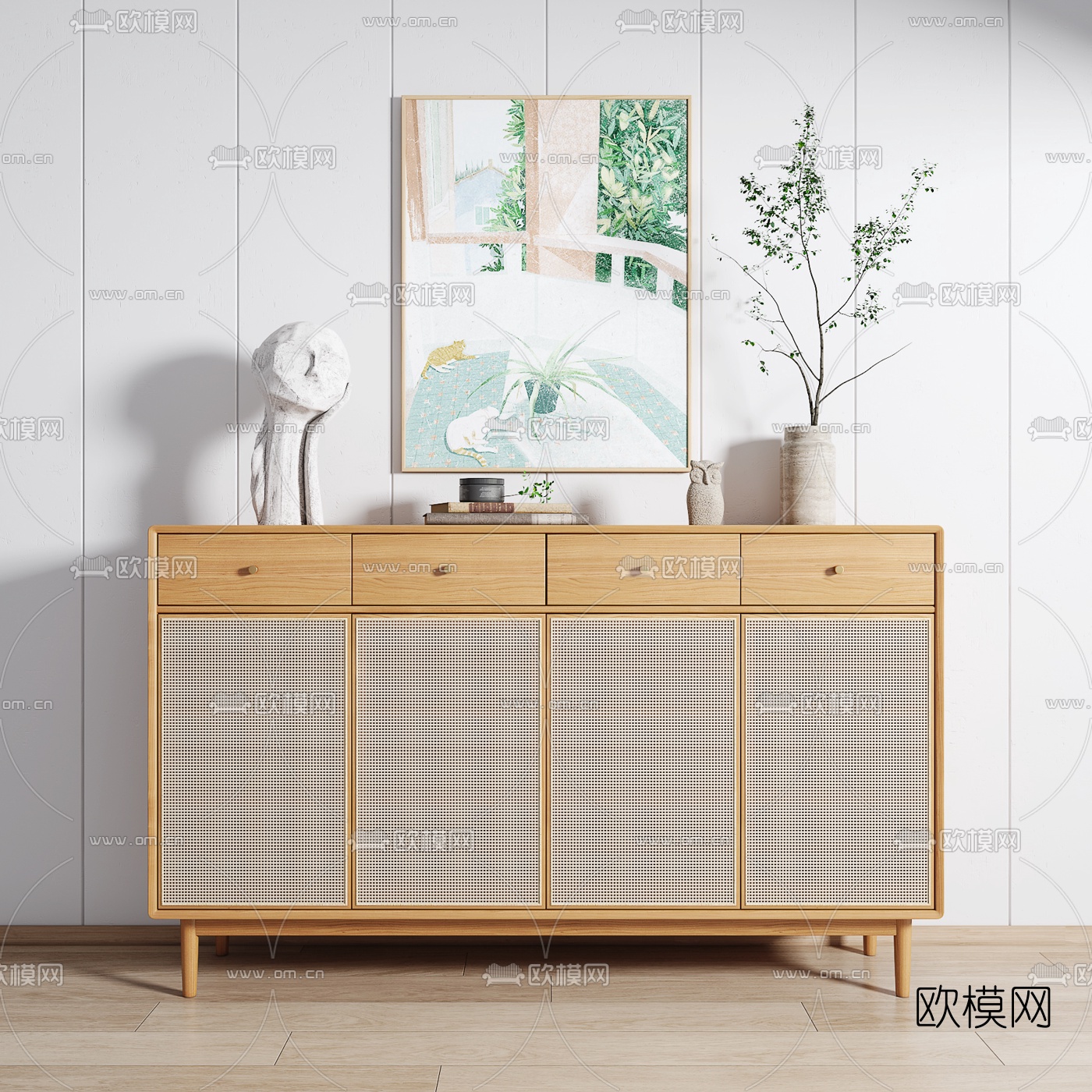 北欧原木餐边柜3d模型