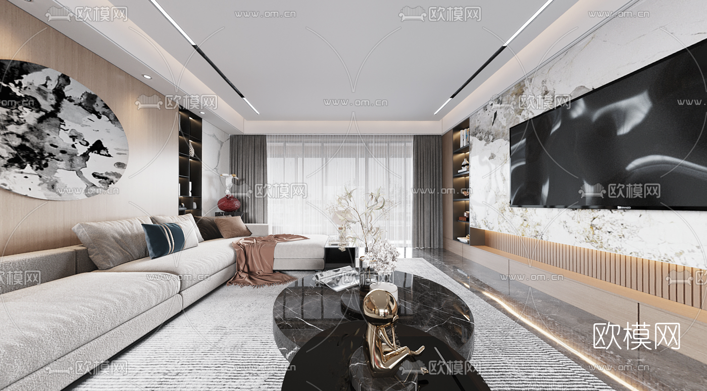 现代轻奢客餐厅vr全景3d模型