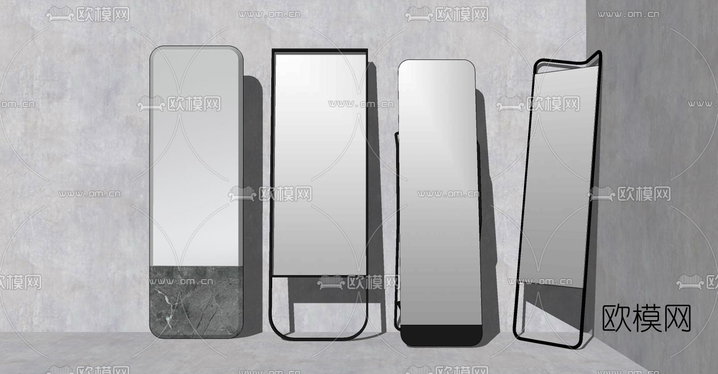 现代全身镜su模型下载（渲染图3）