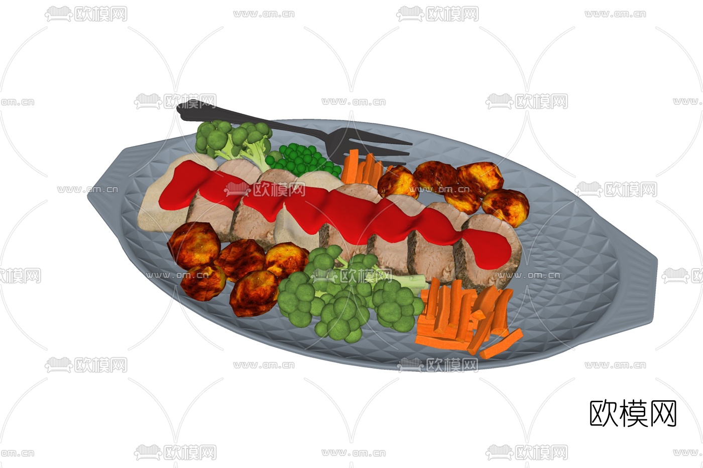 现代牛排su模型下载