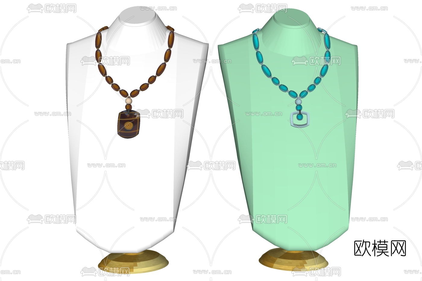 现代宝石项链su模型下载