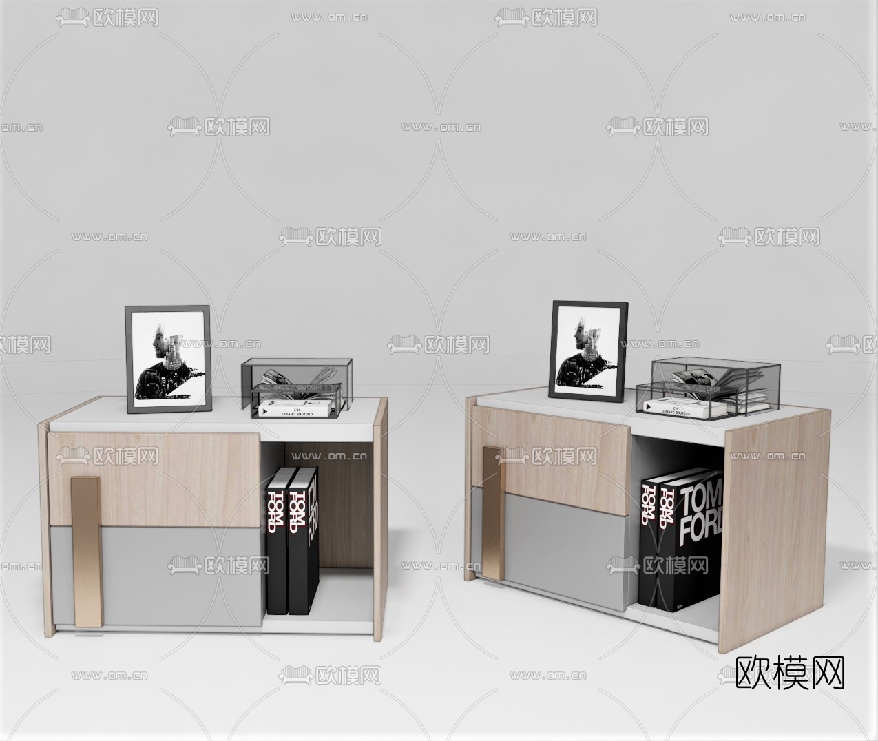 现代床头柜su模型下载（渲染图1）