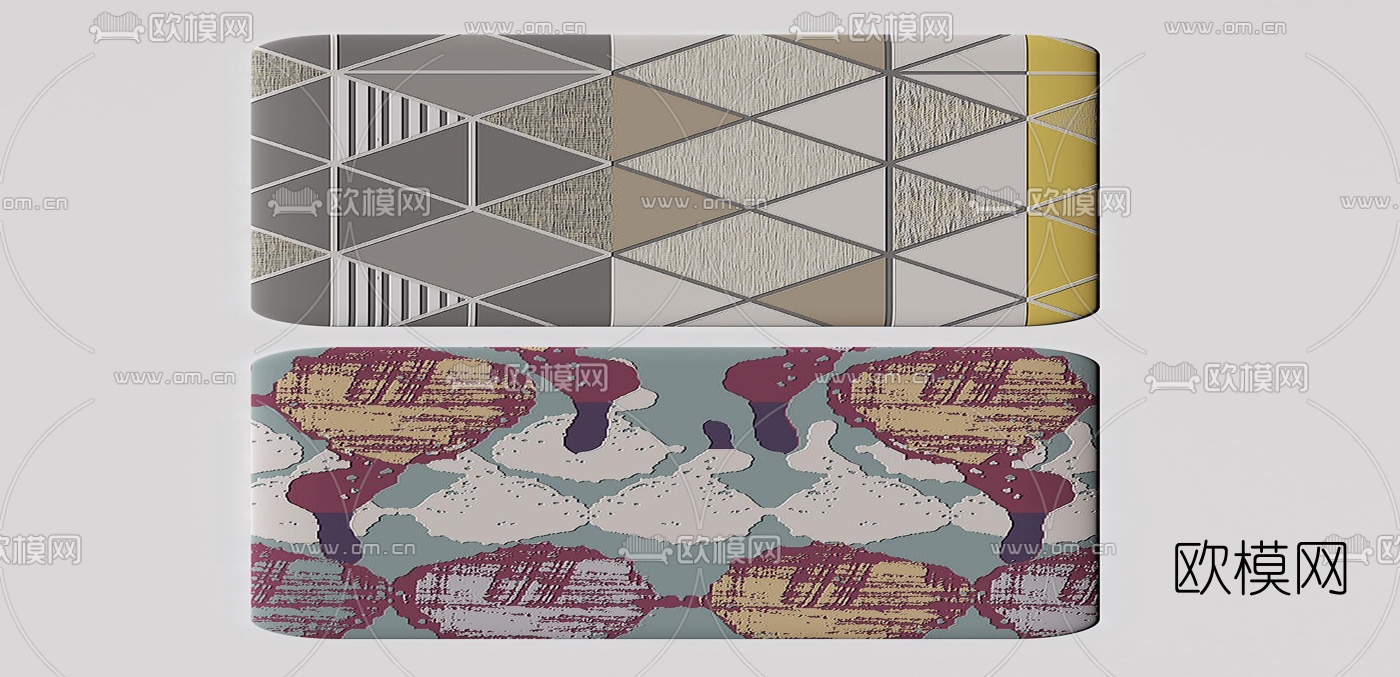 现代布艺地毯3d模型下载（渲染图2）