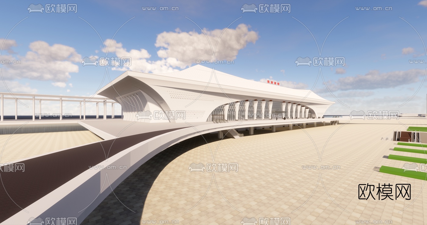 现代高铁站汽车站su模型下载（渲染图4）