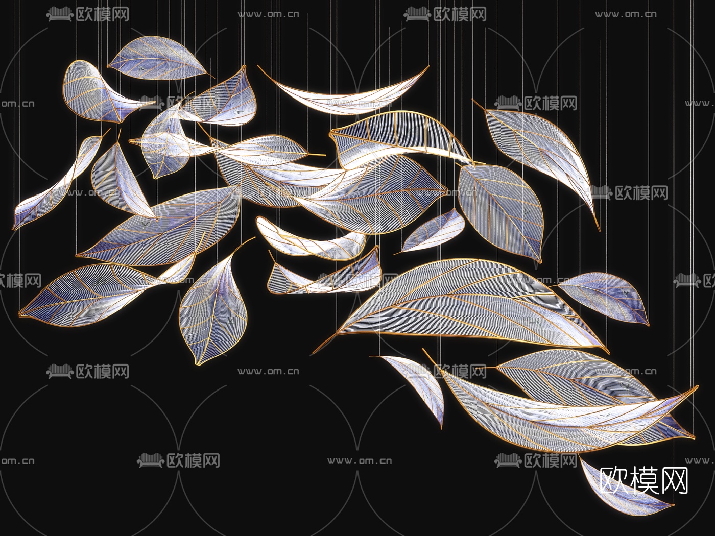 新中式叶子装饰灯3d模型下载