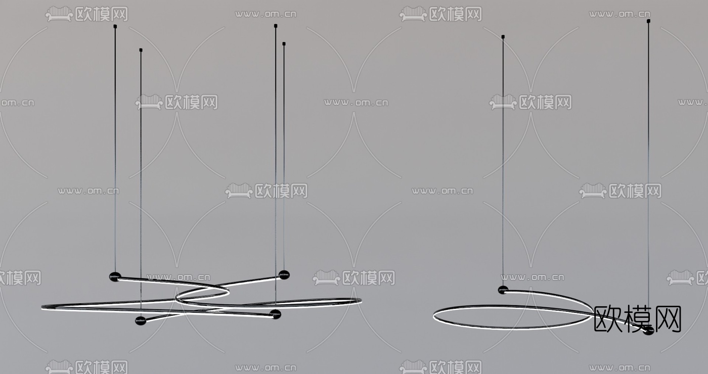 现代轻奢环形吊灯su模型下载（渲染图1）