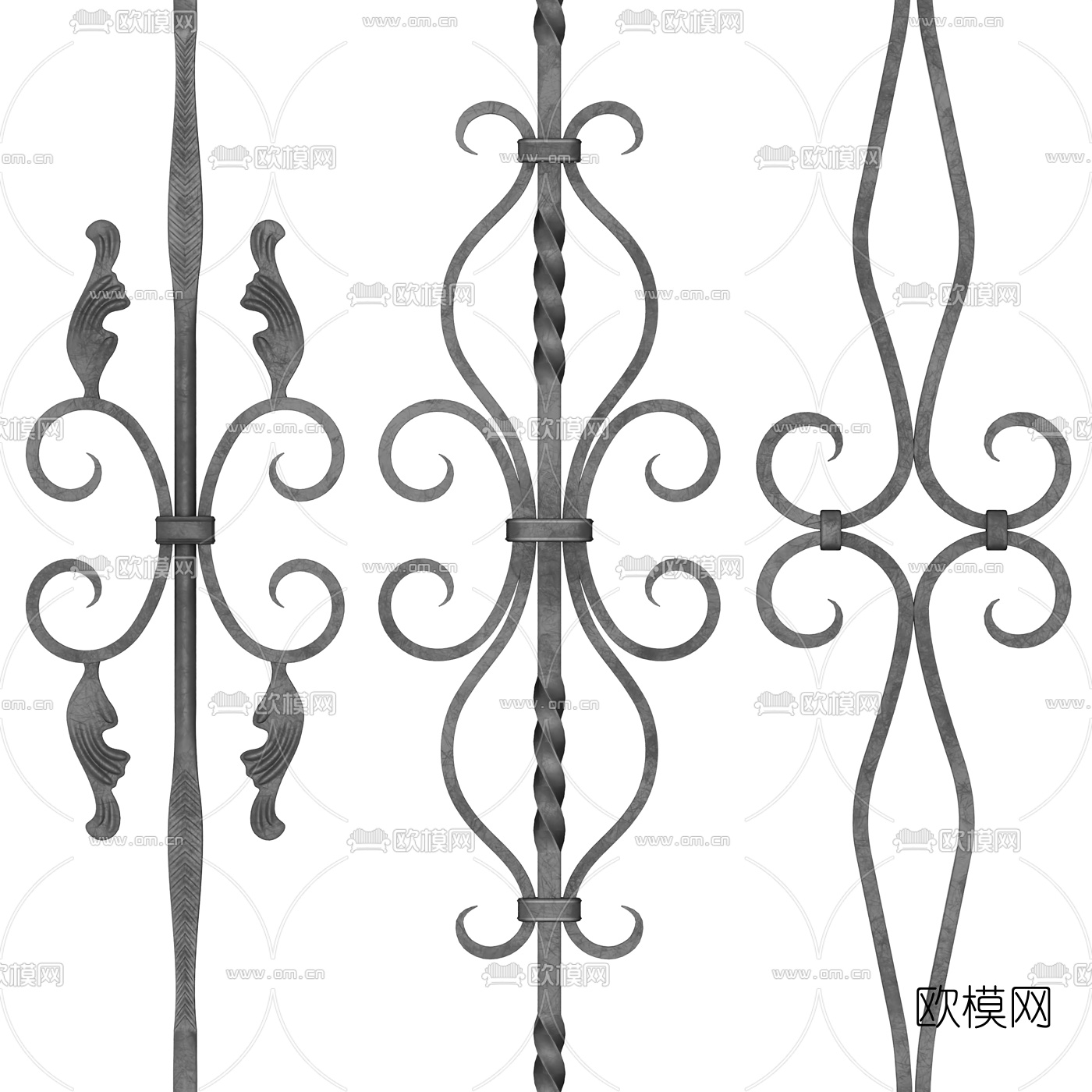 欧式铁艺栏杆3d模型下载（渲染图4）