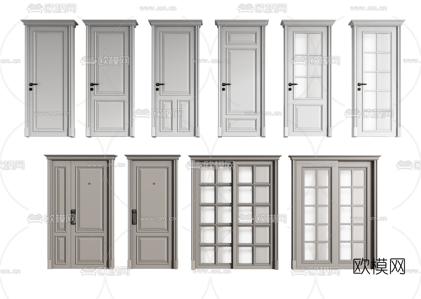 美式推拉门厨卫门su模型下载（渲染图1）