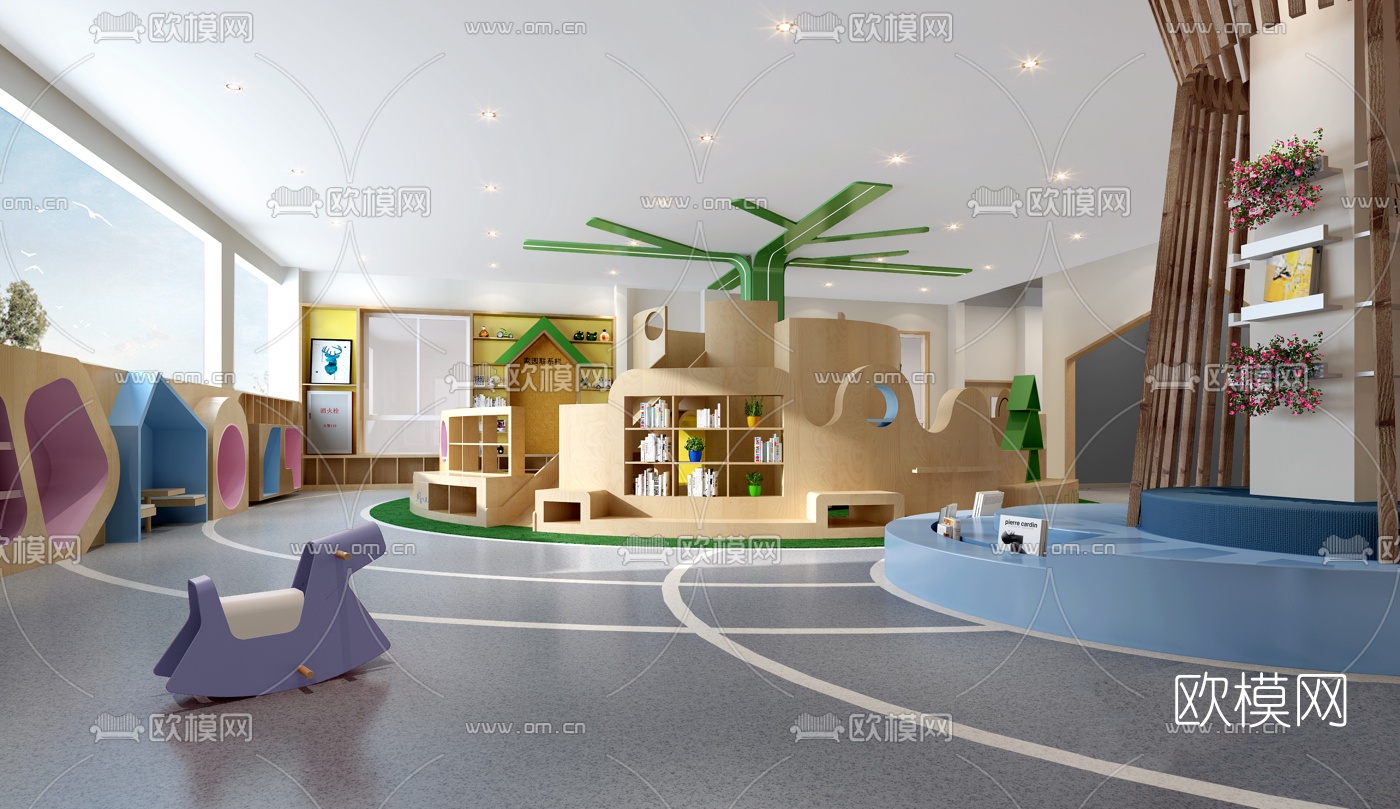 现代幼儿园阅读活动区3d模型下载