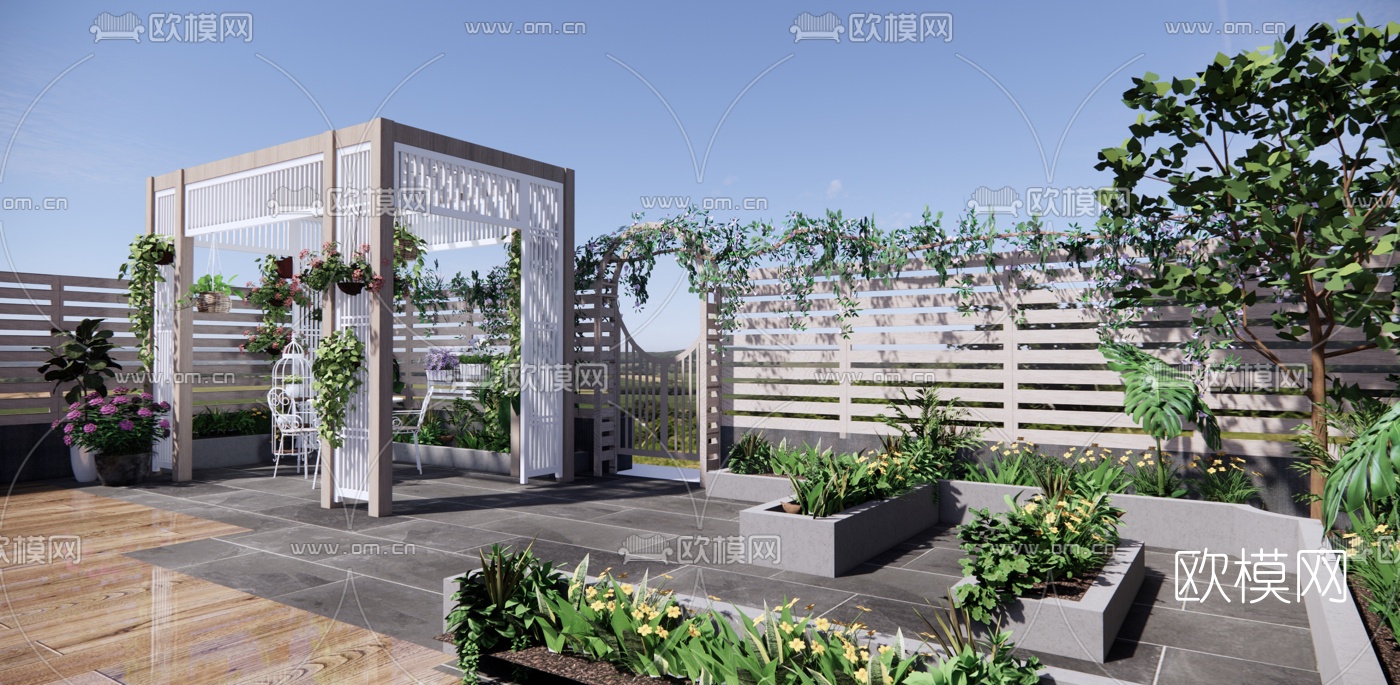 北欧庭院景观su模型下载（渲染图3）
