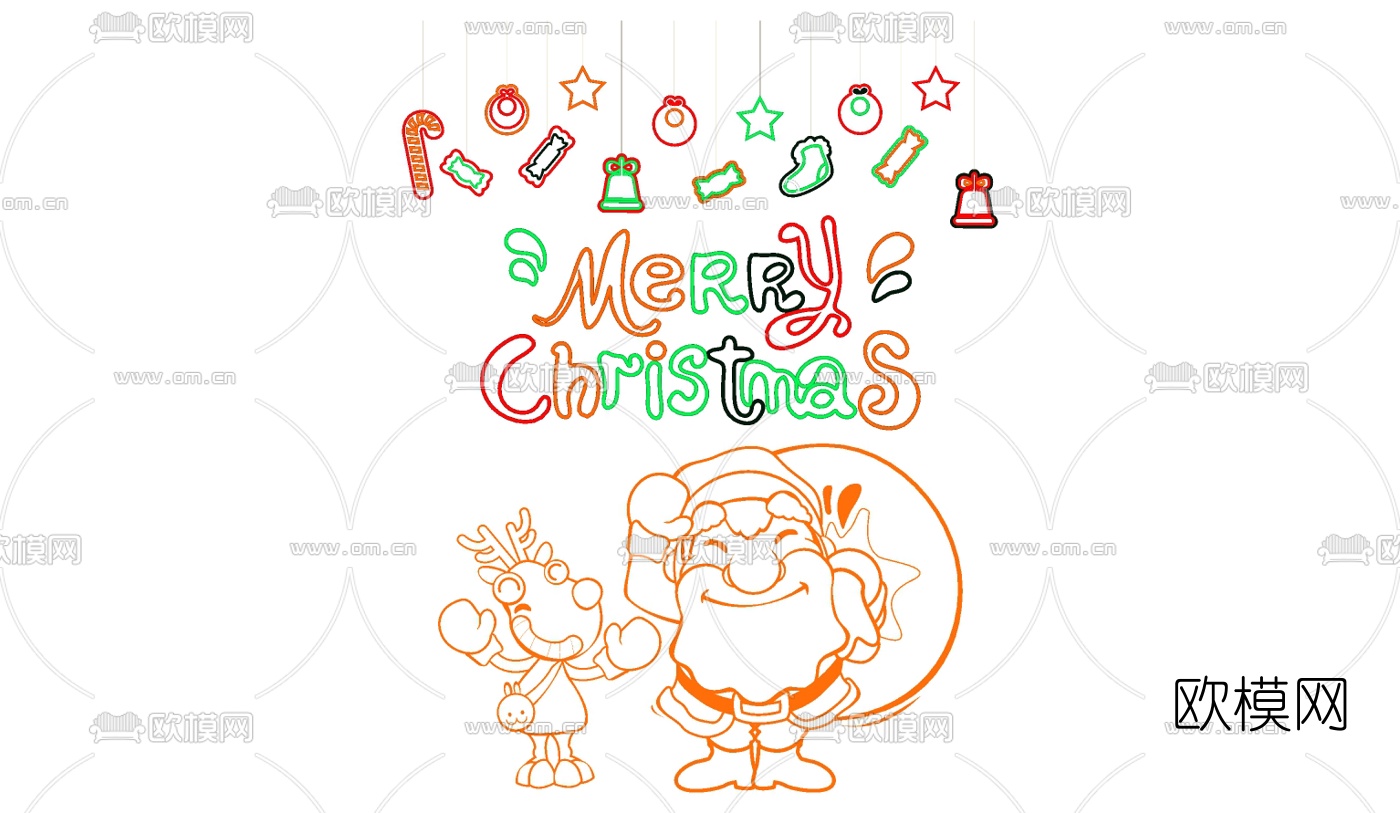 现代商业街店铺霓虹灯su模型下载