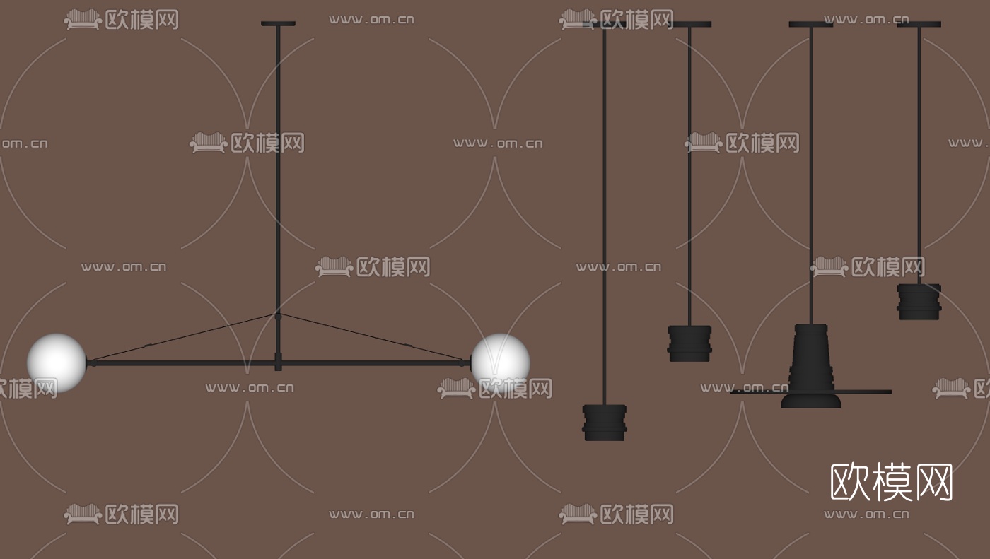 现代轻奢吊灯su模型下载（渲染图2）