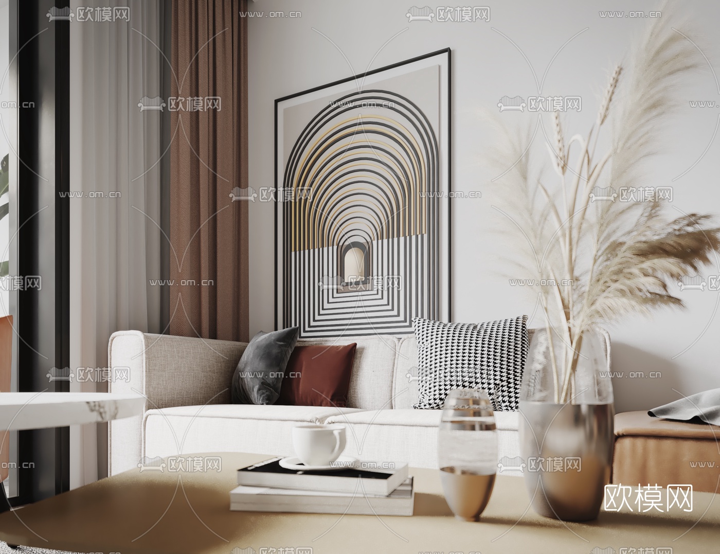 现代公寓客厅餐厅3d模型下载（渲染图4）