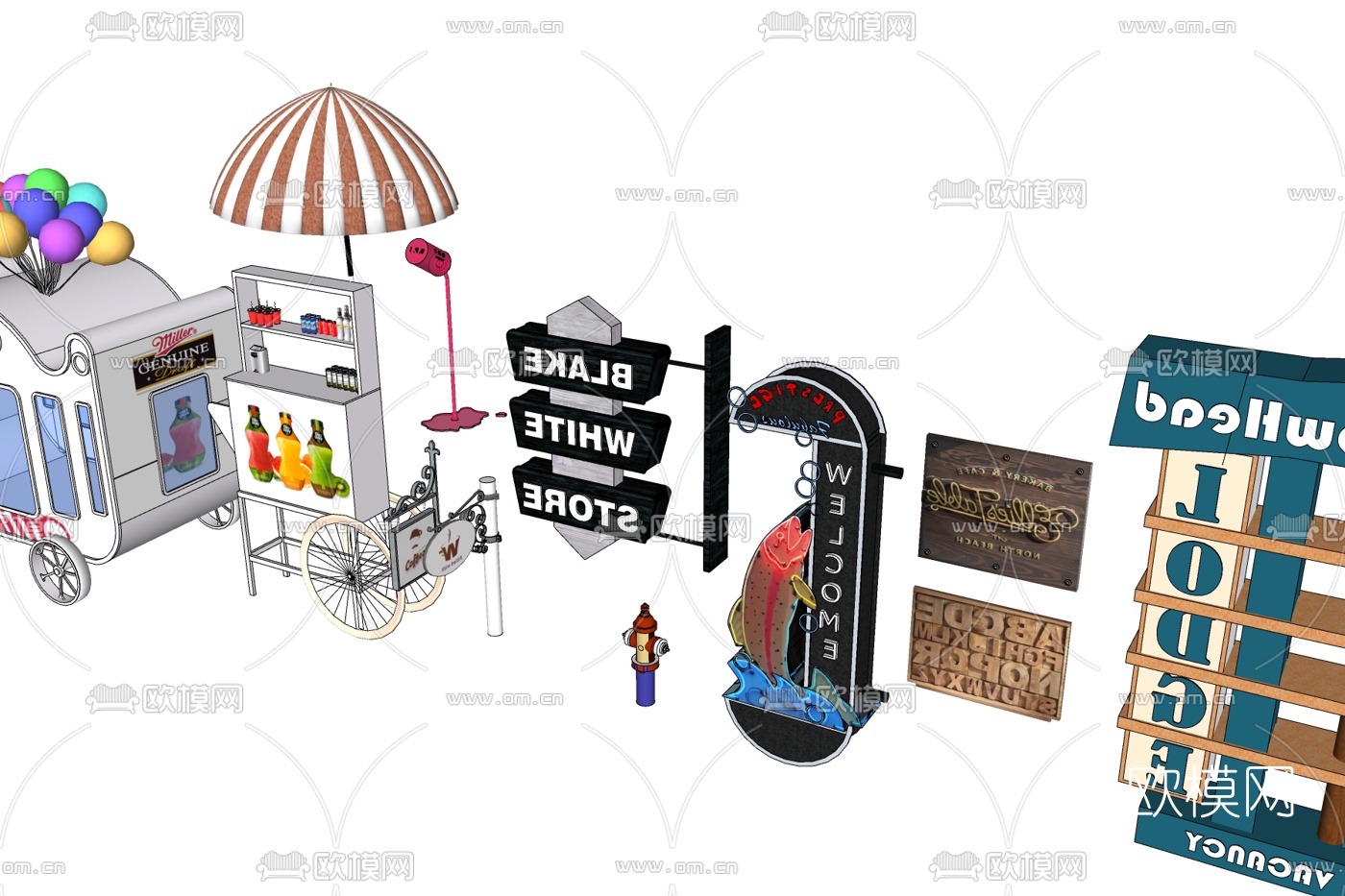 欧式广告牌组合免费su模型下载