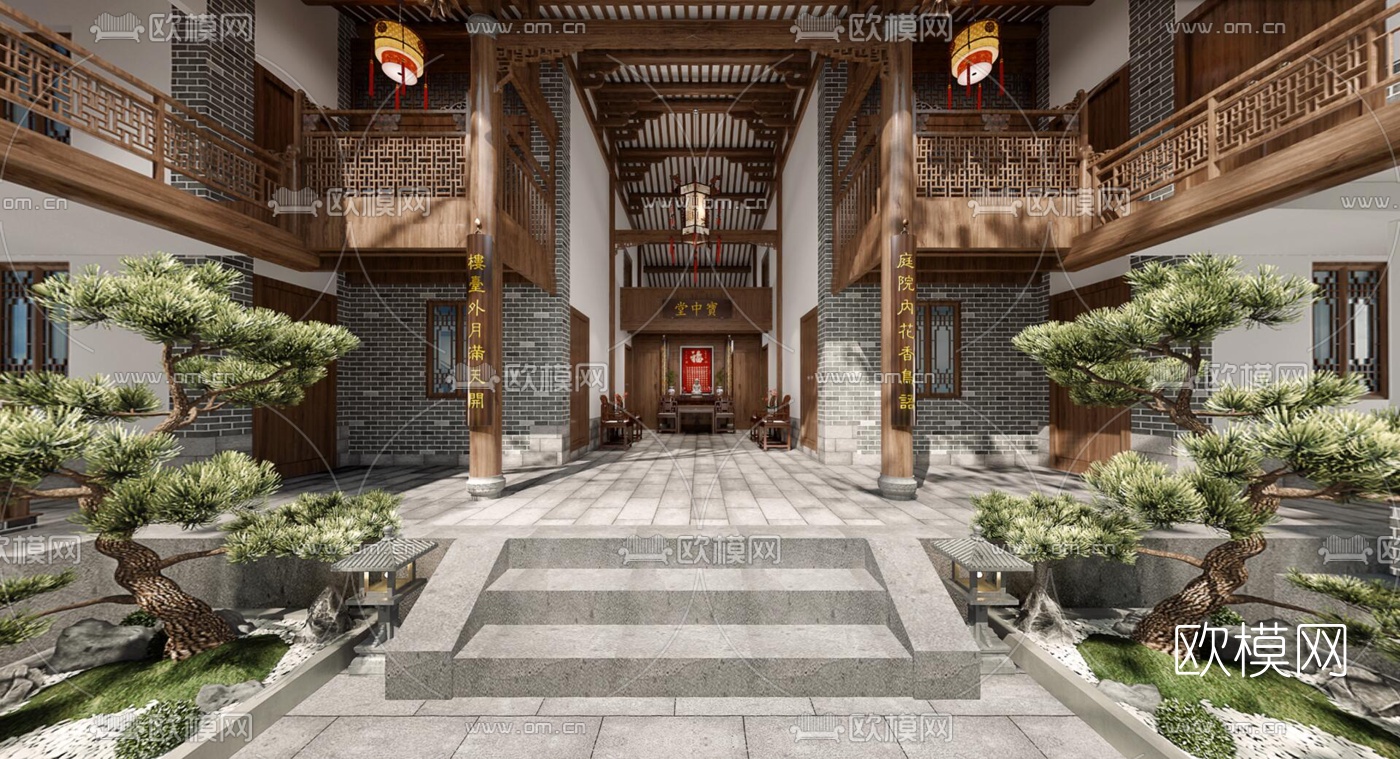 中式古建四合院vr全景3d模型
