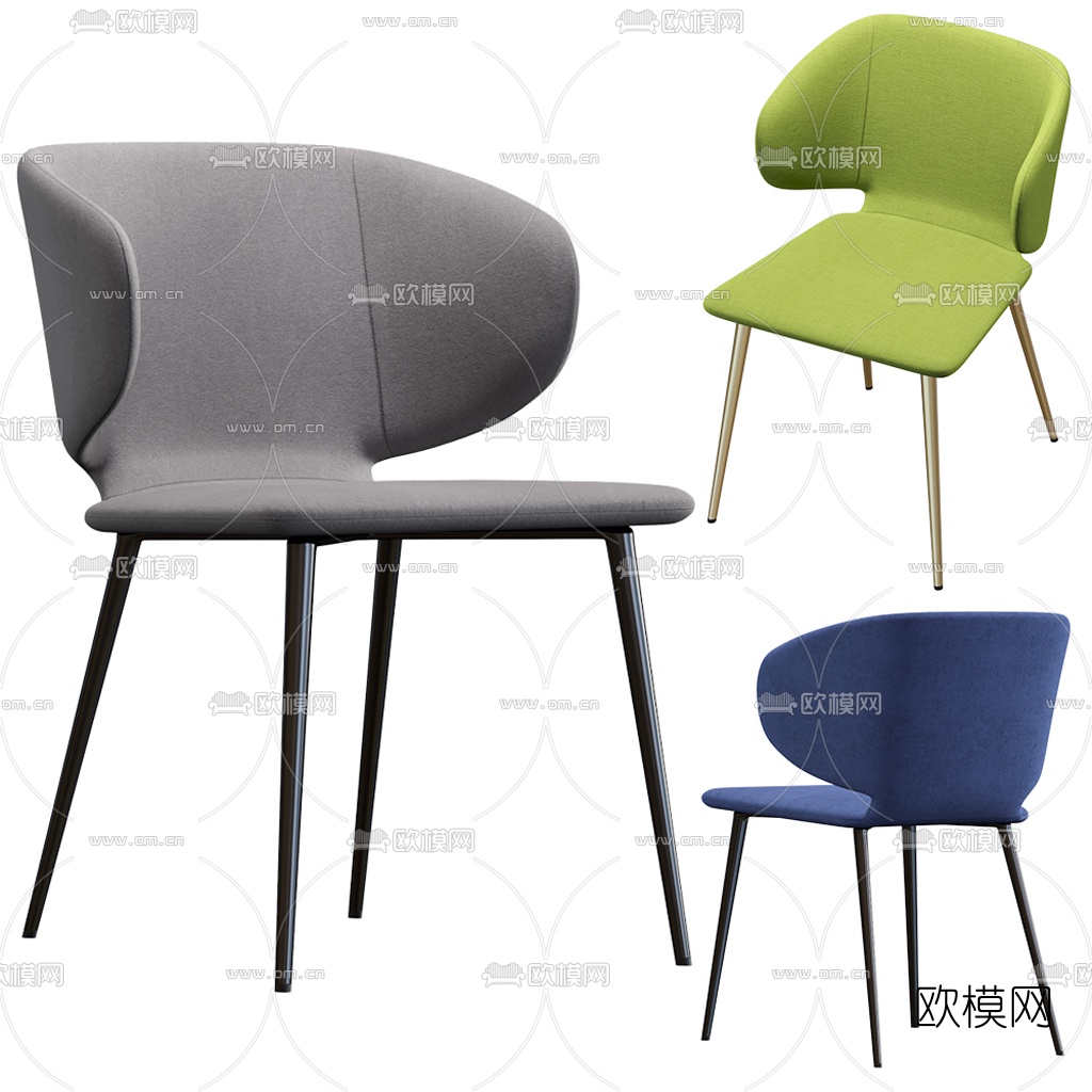 北欧布艺休闲椅3d模型下载（渲染图3）