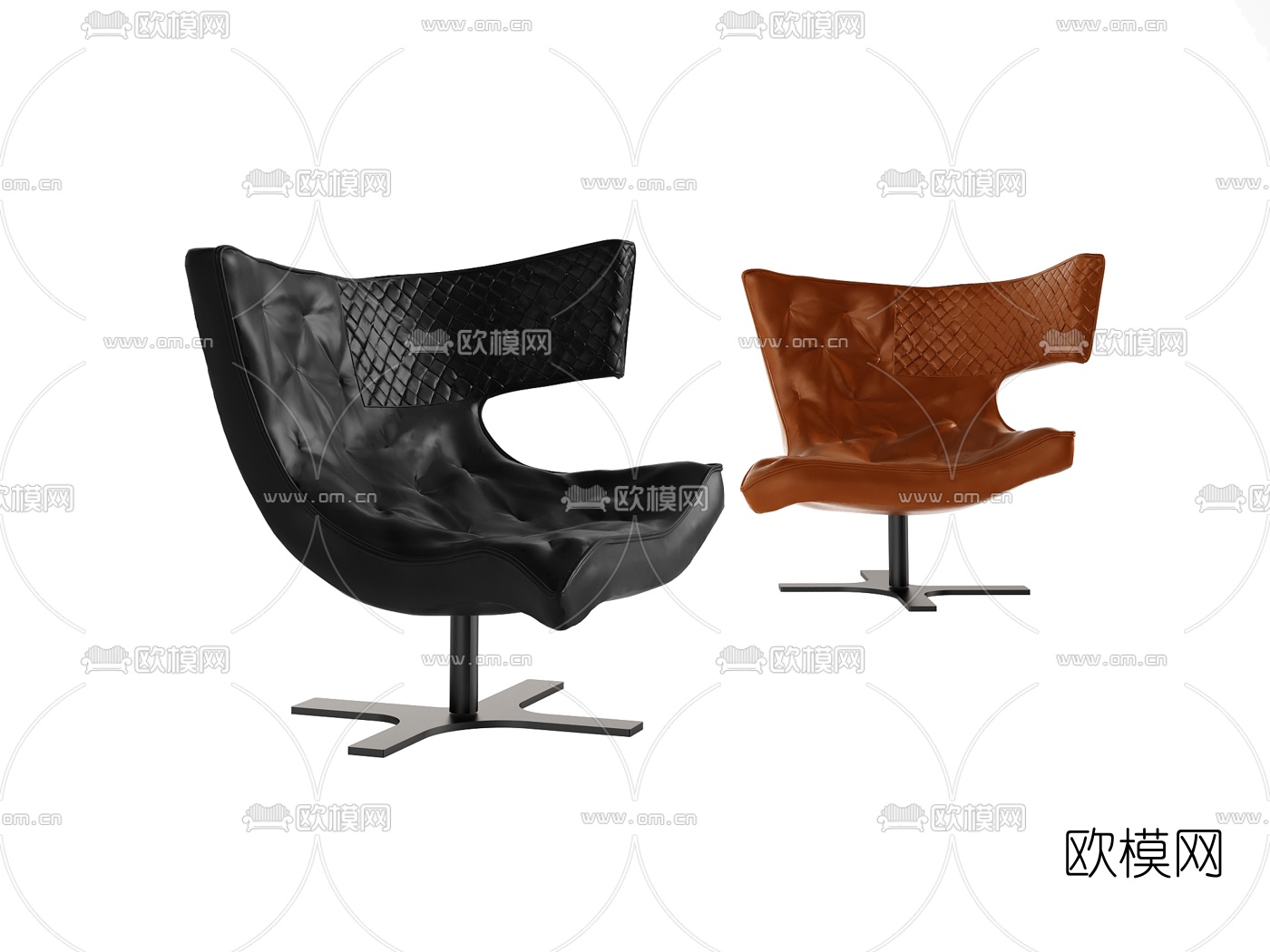 后现代个性皮革休闲椅3d模型