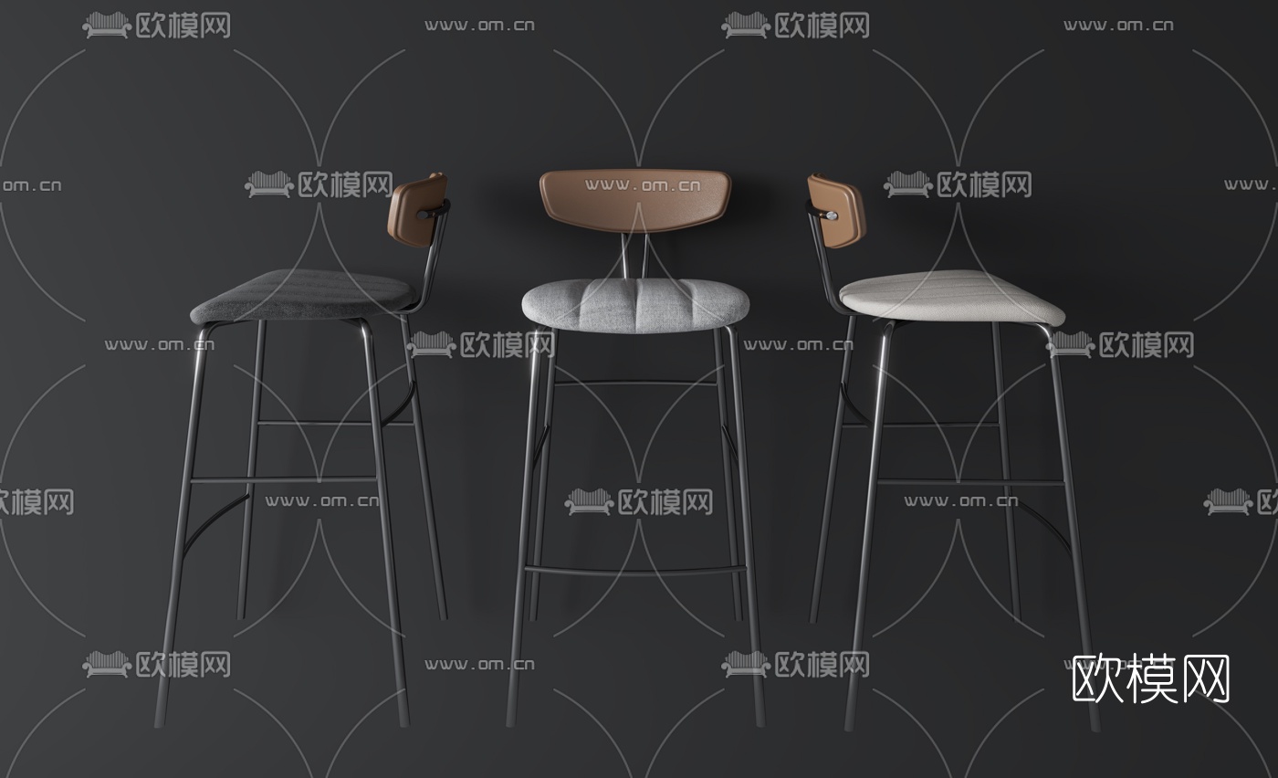 现代布艺吧椅3d模型