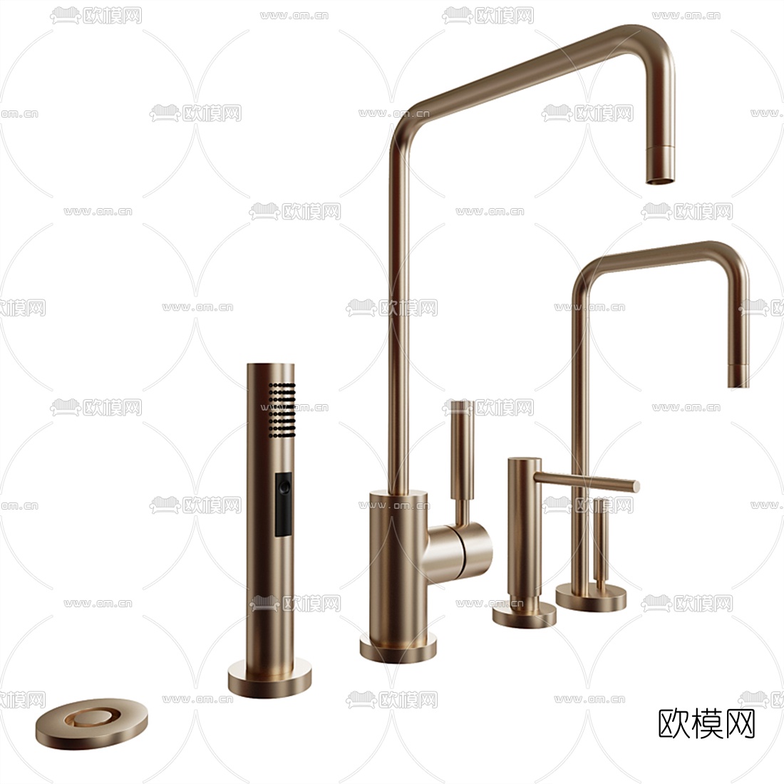 现代不锈钢水龙头3d模型下载（渲染图1）