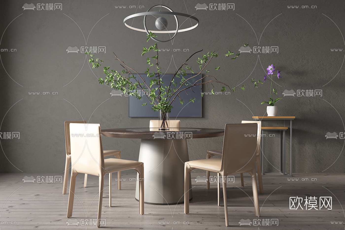 现代餐桌椅su模型下载