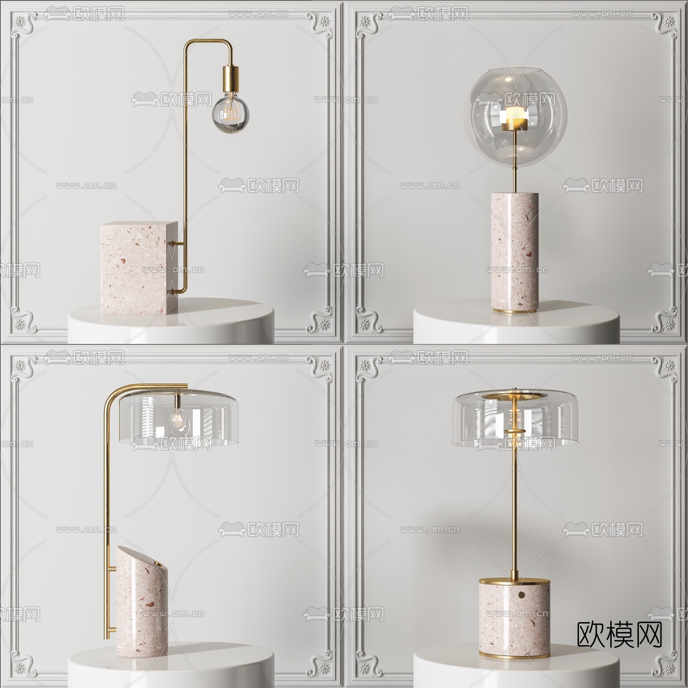 现代金属灯泡台灯3d模型