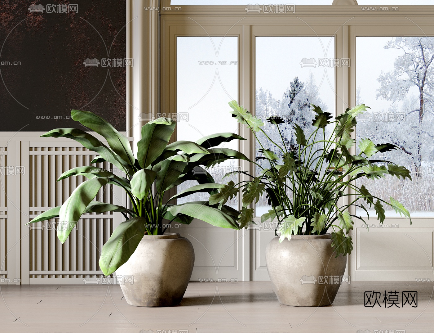 现代绿植盆栽3d模型
