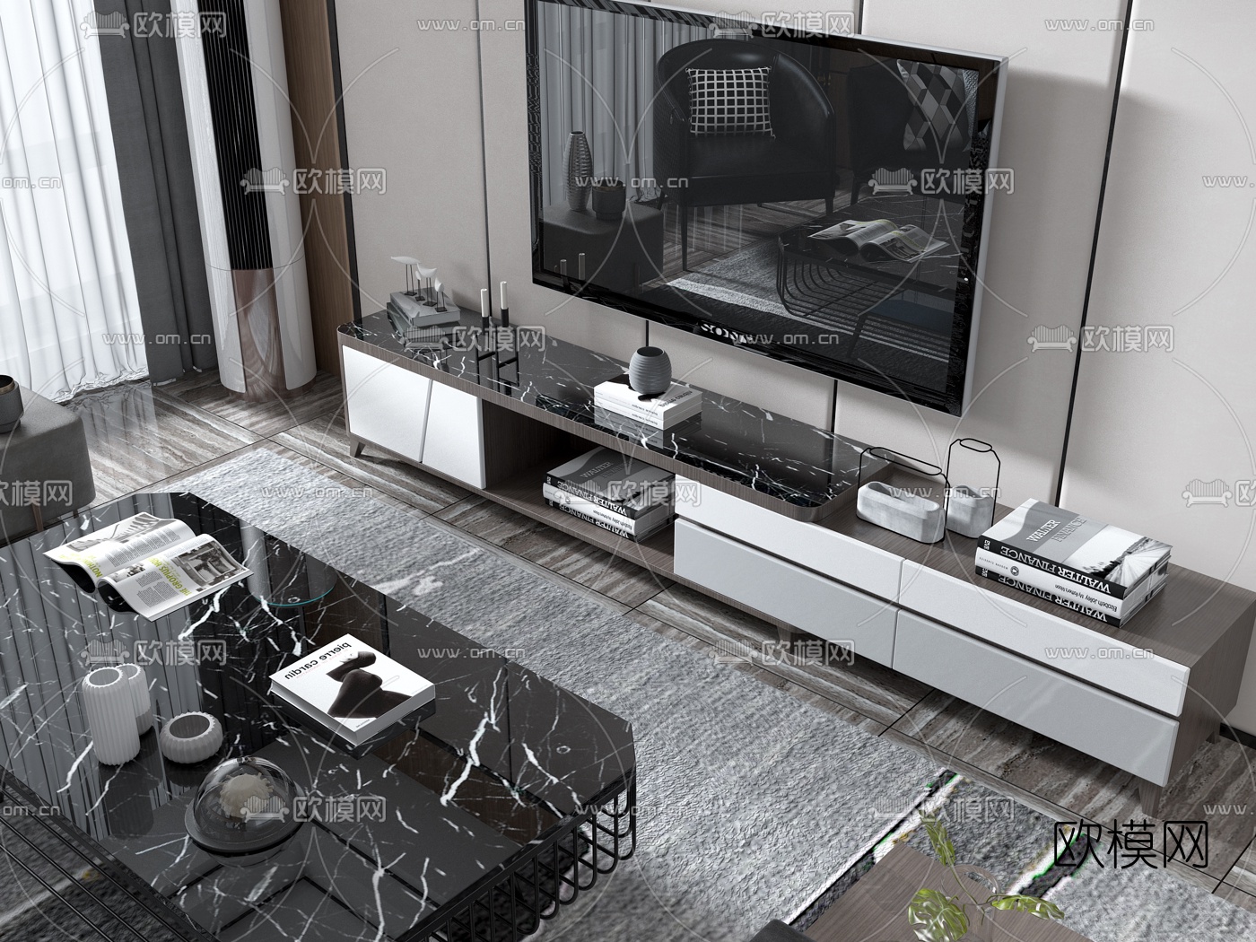现代客厅3d模型