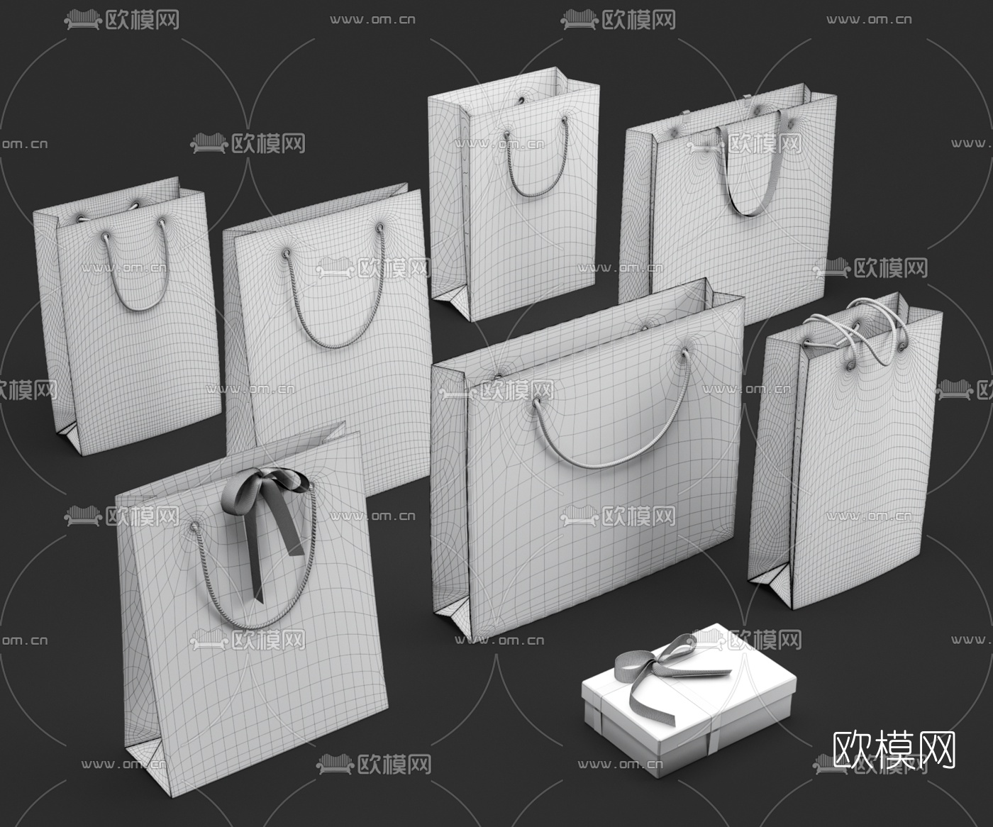 现代名牌购物袋3d模型下载（渲染图2）