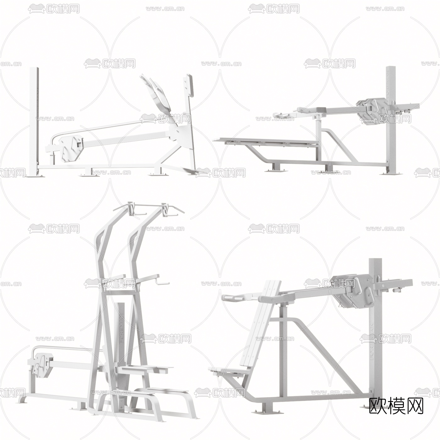 现代户外健身器材3d模型下载（渲染图2）