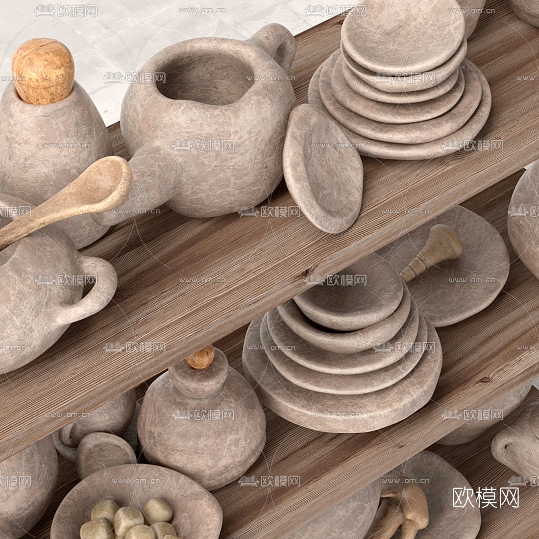 北欧陶罐器皿3d模型