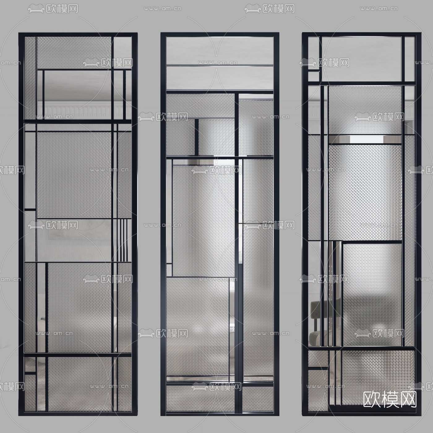现代玻璃屏风隔断3d模型