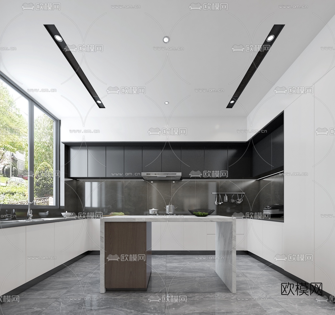 现代别墅大堂餐厅3d模型下载（渲染图5）