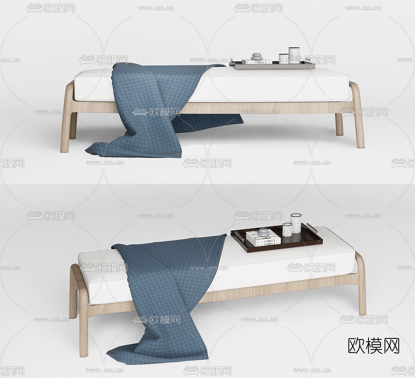 现代布艺床尾凳脚踏su模型