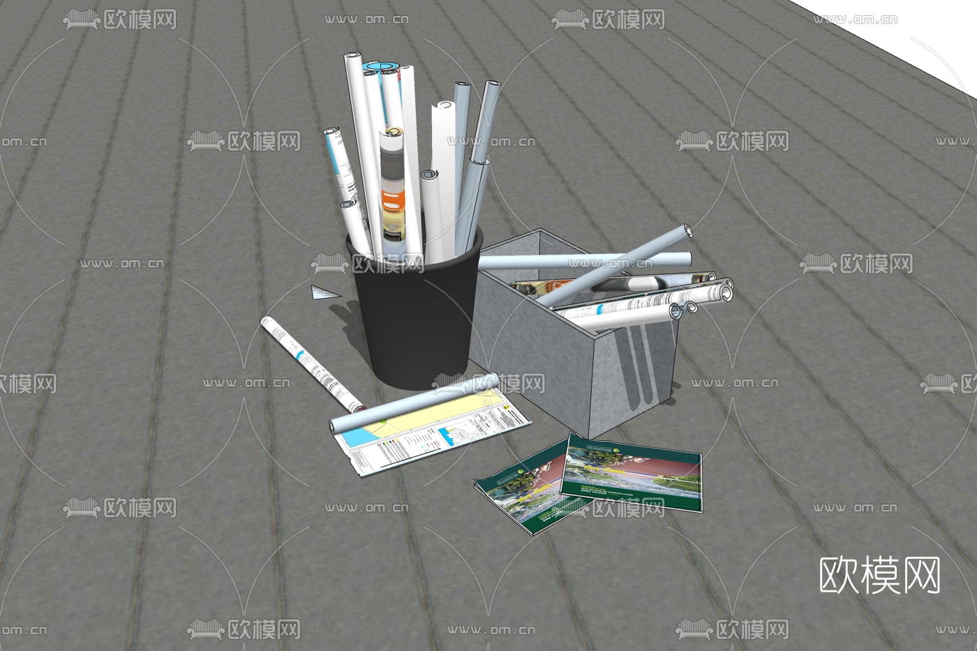 现代办公用品免费su模型下载