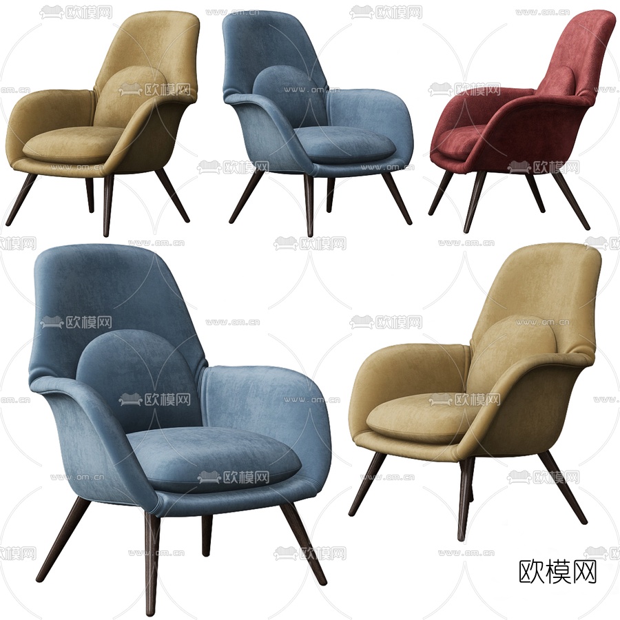 北欧布艺休闲椅3d模型