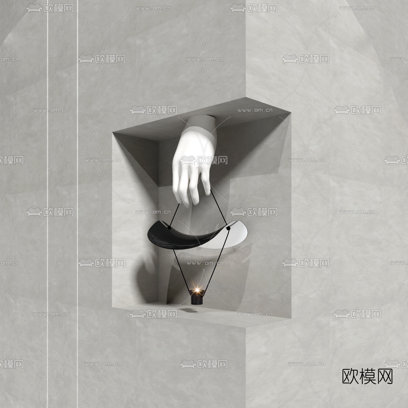 现代嵌入式创意壁灯3d模型