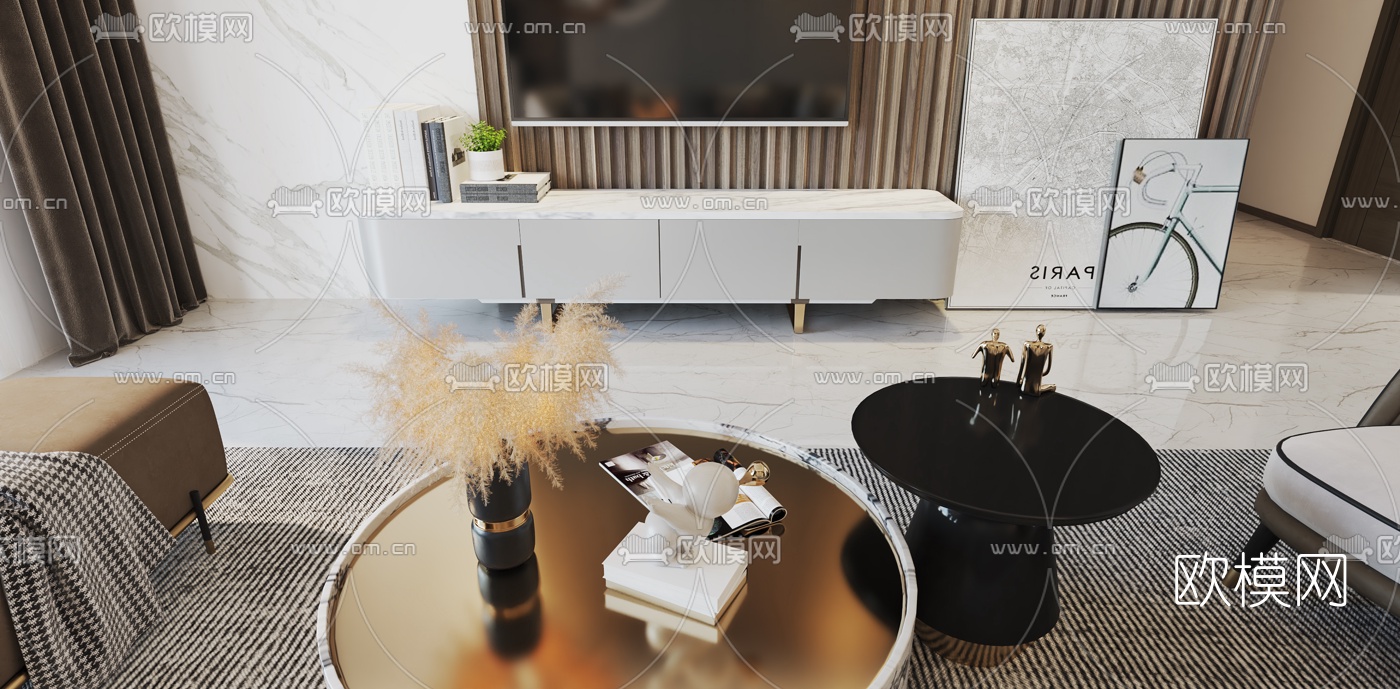 现代简约客厅3d模型