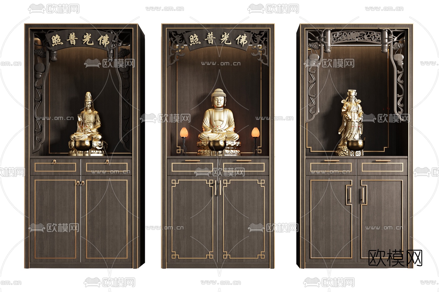 新中式神龛神台柜3d模型下载_ID12003886_3dmax免费模型-欧模网